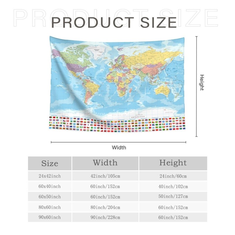 MOUNDHONG World Map Flag Tapestry Wall Hanging, Art Tapestry Retro Wall Art L... gallery