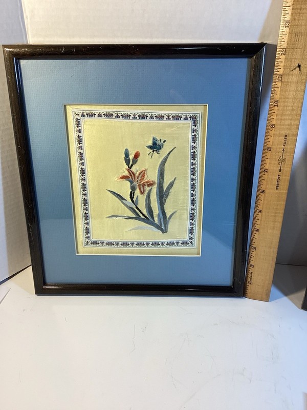 Handkerchiefs? Textiles Material 3 Floral Handcrafted Framed Wall Art 12” X 11” gallery