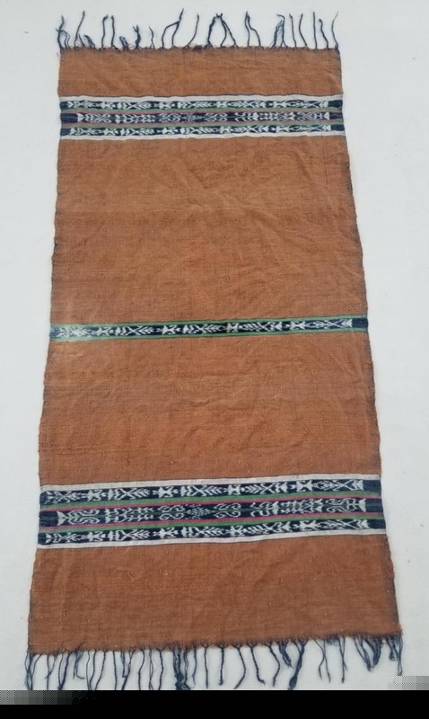 Antique Indonesian Ikat Handwoven Fringed Edges Textile 109x55cms