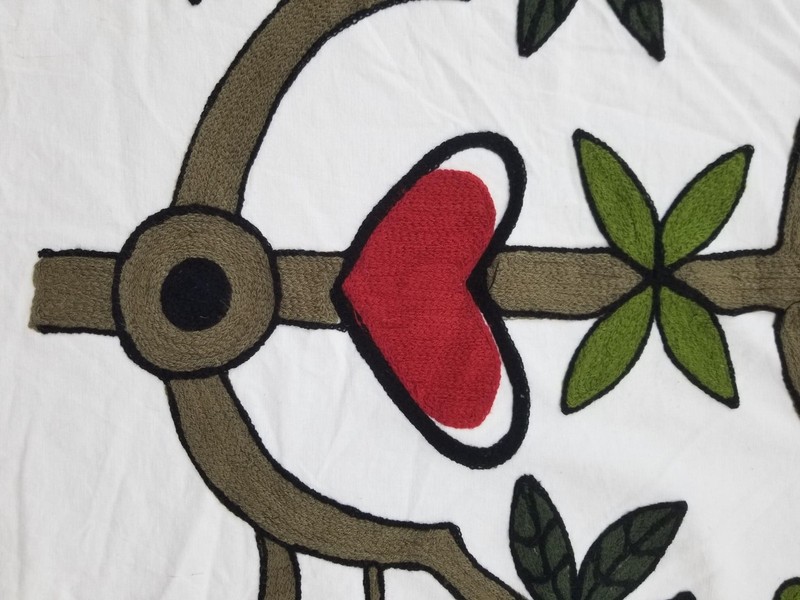 Antique Traditional Kashmiri Crewelwork Tree of Life Motif Textile Panel 295x152 gallery