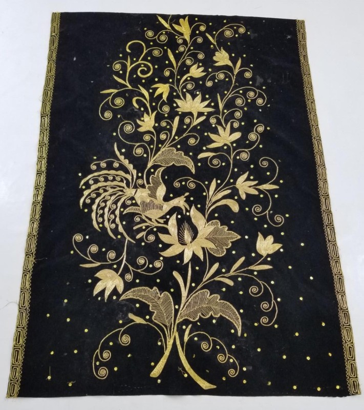 Vintage Traditional HandEmbroidered Botanical Tree of Life Panel Floral 138x97cm