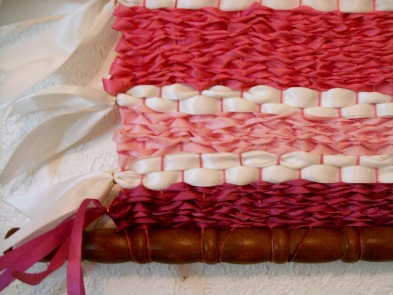 Raspberry Parfait Hand Woven Wall Art Hanging in Pink & Purple About 20 X 24 In. gallery