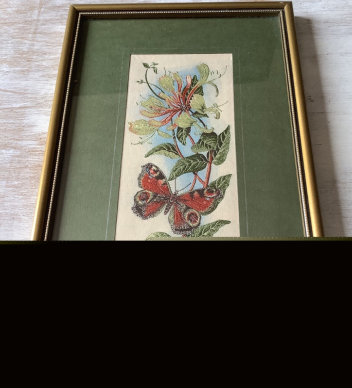 Peacock Butterfly Picture Vtg Tapestry Needlepoint Emboidery Cash’s Woven