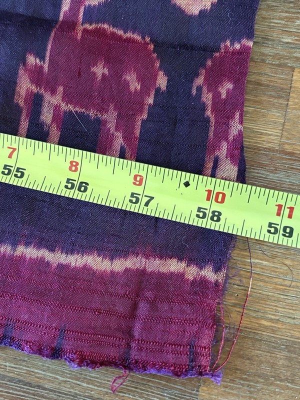 Silk Pidan Pedan Ikat Antelope Figurative Textile Fabric Purple Cambodia 116x37” gallery