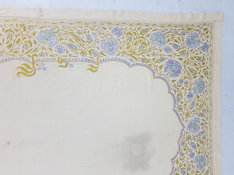 Vintage Hand Embroidered Floral Border Textile 237x113cm gallery