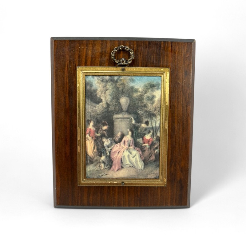 Vintage Colonial Ladies Women Fabric Art Decor Wood Plaque