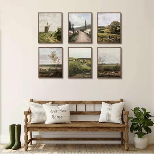6Pcs Vintage Farmhouse Wall Art, French Country 8x10in-unframed Vintage-A gallery