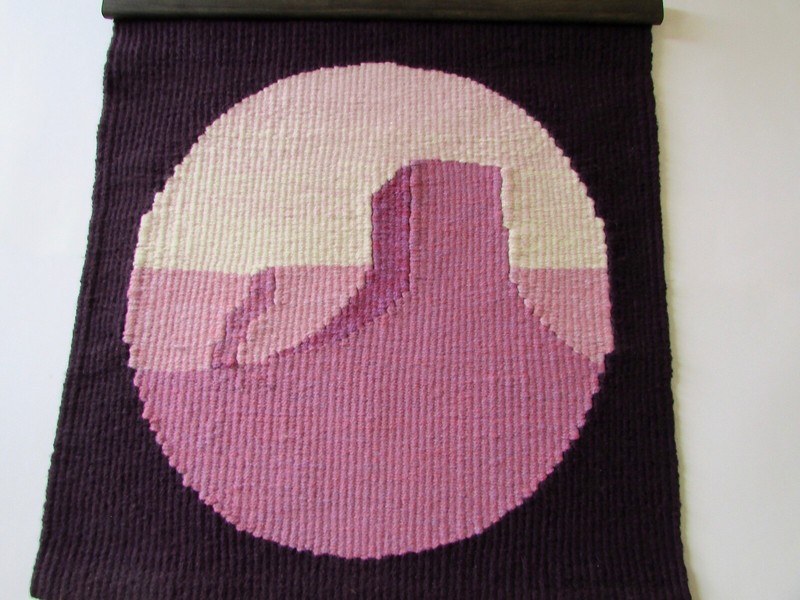 Mid Century Hippie Purple Monument Valley Wool Tapestry Wall Hanging gallery