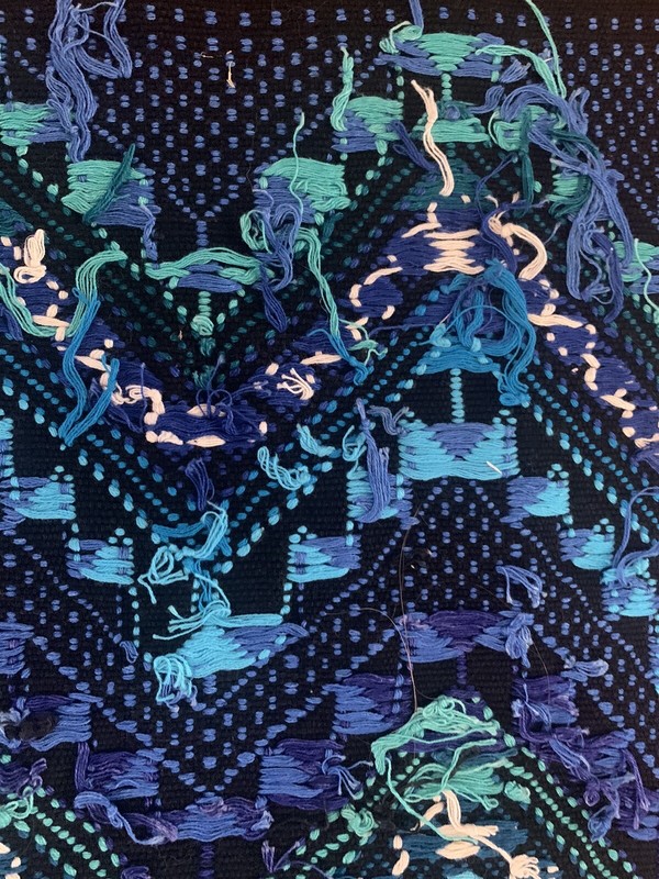 Beautiful Handwoven Tapestry Blue Green White. Estimate Size 24X16 Inches gallery