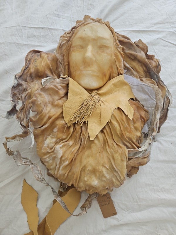 Leather Wall Art- Womens Face Native American Old 22x18in gallery