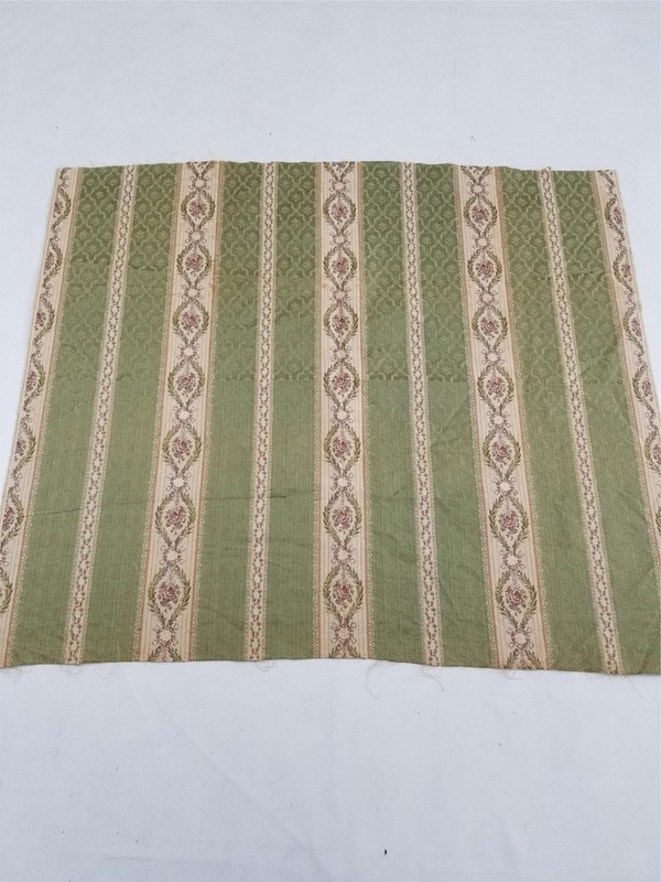 Vintage French Reversible Floral Stripe Brocade Fabric Panel 51x43 inches