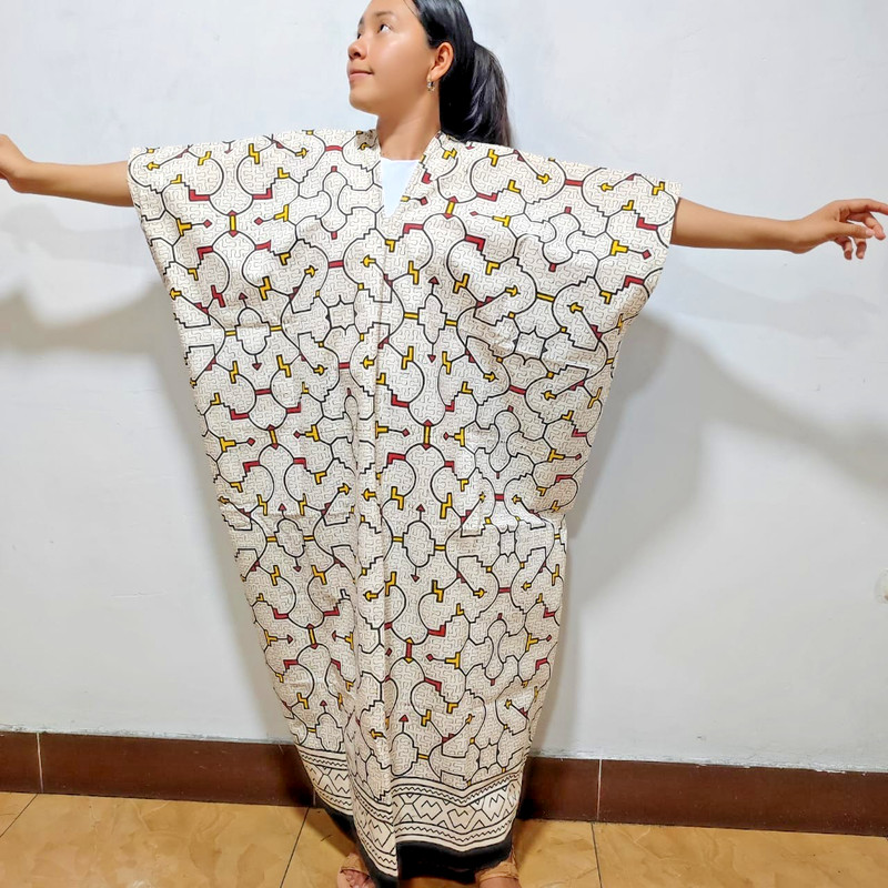 Shipibo Native Unisex Hand painted Kene design Cushma