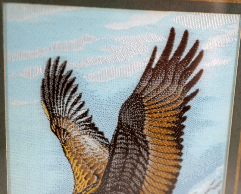 Cashs Miniature Woven Picture in Silk Eagle in Flight Matted & Framed gallery