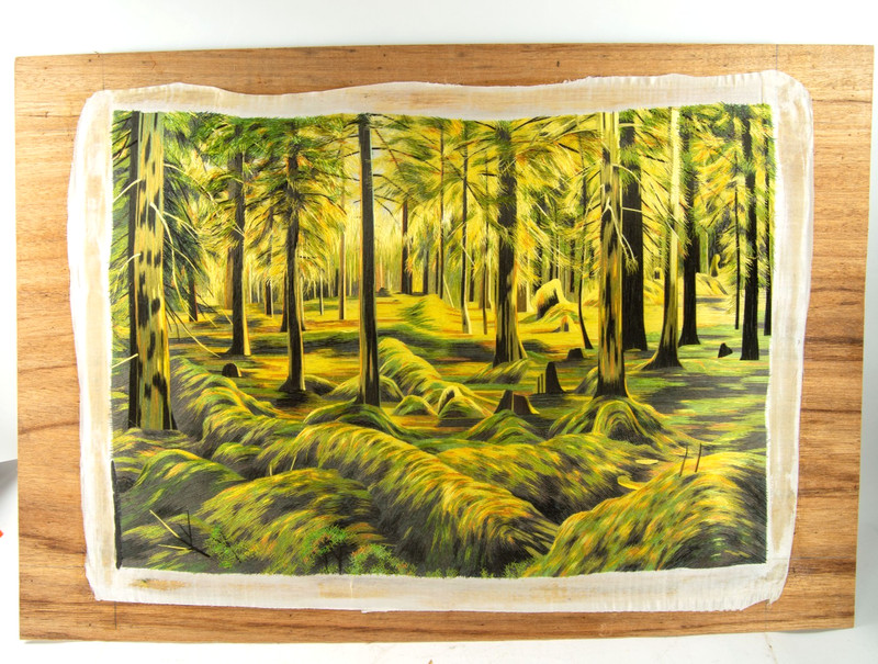 Woodland Forest Silk Thread Embroidered Stitched Fabric Wall Decor