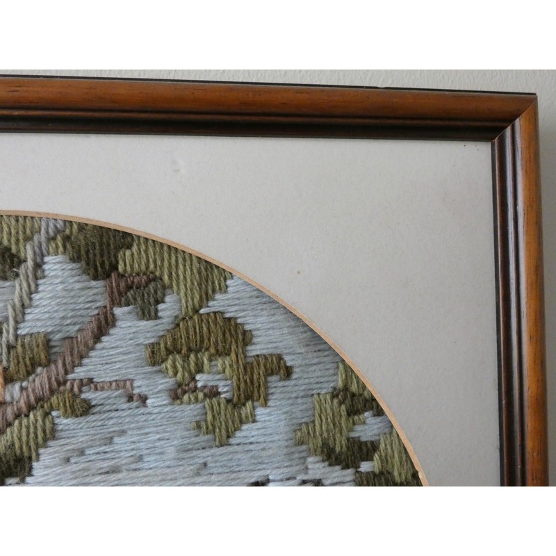 Vintage Framed Tapestry Embroidery Landscape Tree Scene Wall Decor gallery