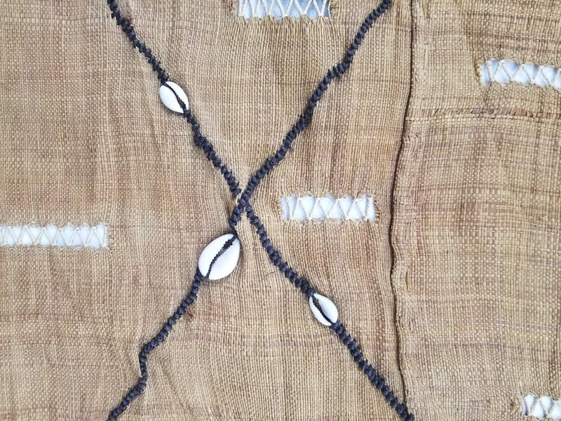 Vintage African Handwoven Kuba Cloth Raffia Textile Panel 165x46cm gallery