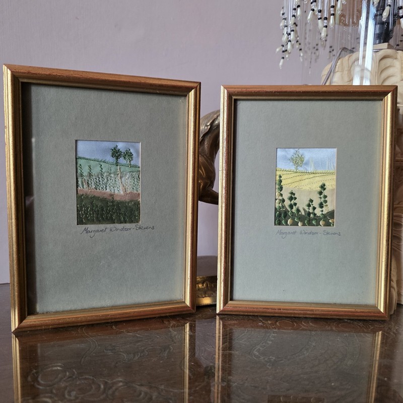 Embroidered Textile Pictures - Framed Landscapes - Windsor Stevens - 19 x 14 cm