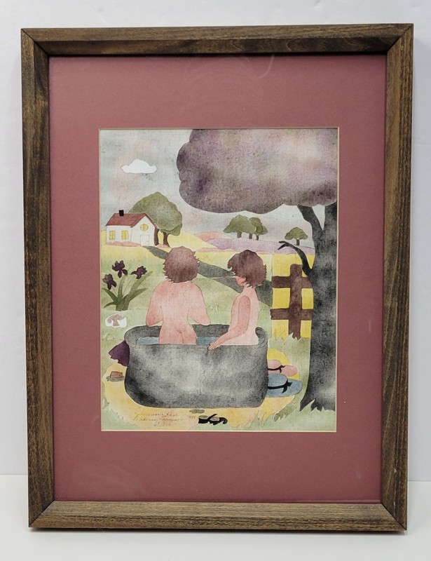 Vtg Madonna Ferguson «Summer Heat» Hand Stenciled Fabric Picture 61/250 1985 COA