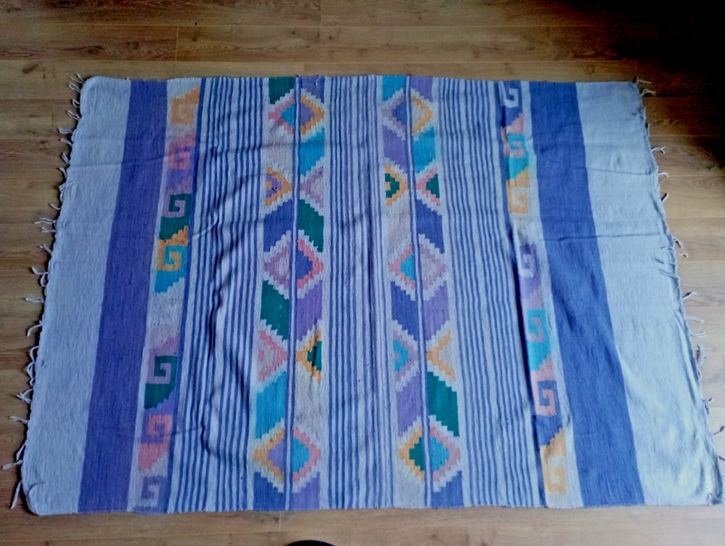 Vintage Traditional Guatemalan Mayan Embroidered Multicolored Textile 146x200cm
