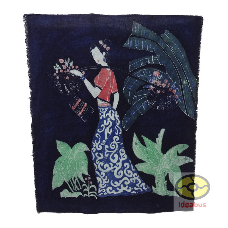 China Art Decor Wall Hanging Batik Tapestry- Dai Ethnic Girl Go To Flower Market gallery