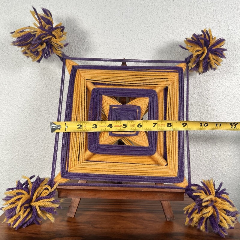 Vintage Purple Yellow Eye of God Handmade Yarn Art Folk Art Wall Hanging gallery
