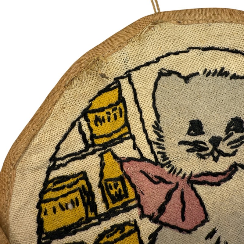Cross Stitch Cat Pot Holders Early Mid Century Retro Wall Decor Set of 2, 6.5” gallery