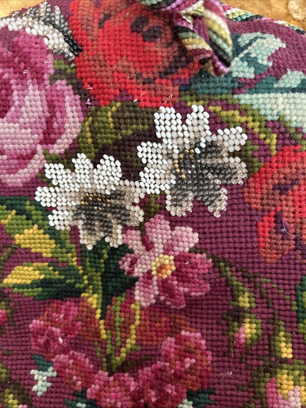 Antique Beadwork Beaded Needlepoint Tea Cosy Victorian Floral Vintage gallery