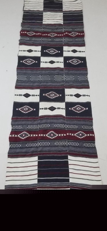 Vintage Southwestern Style Handwoven Geometric Pattern Textile Runner 260x75cm