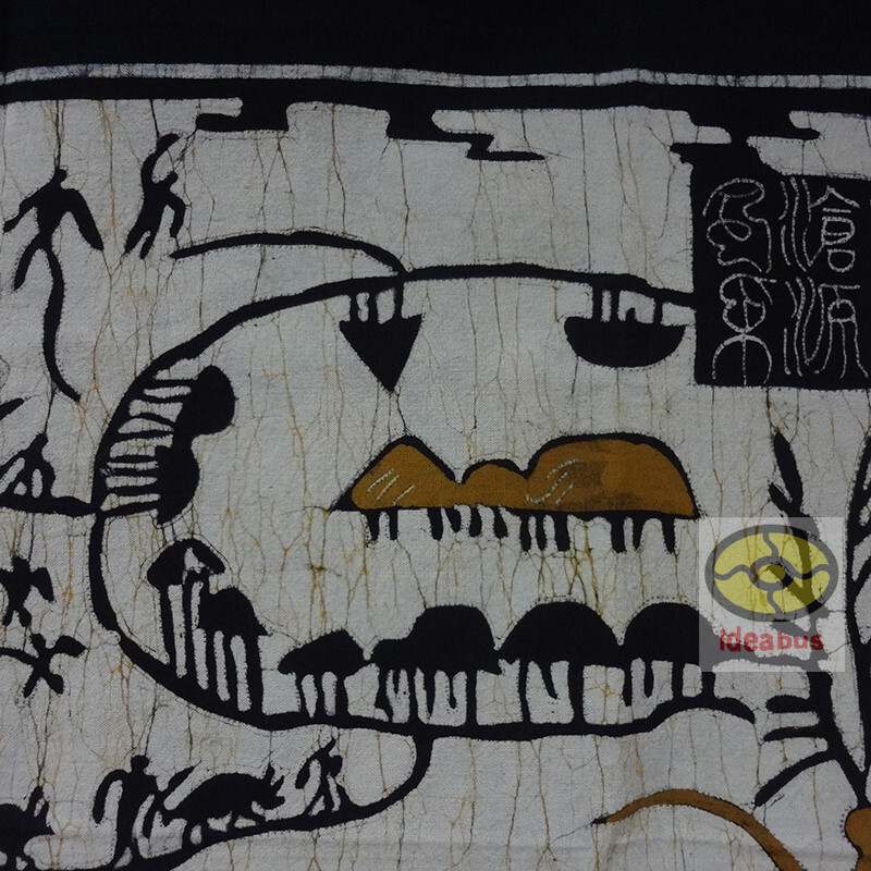 Wall Hanging Batik Tapestry - Chinese Cangyuan Ancient Cliff Paintings 31"x40" gallery