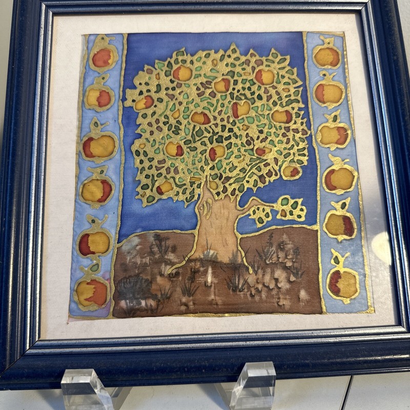 Pair (2) Small Hand Painted Silk Trees Art Framed gallery