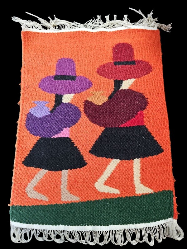 Vintage Hand Sewn Ecuadorian Textile Wall Art, Table Runner