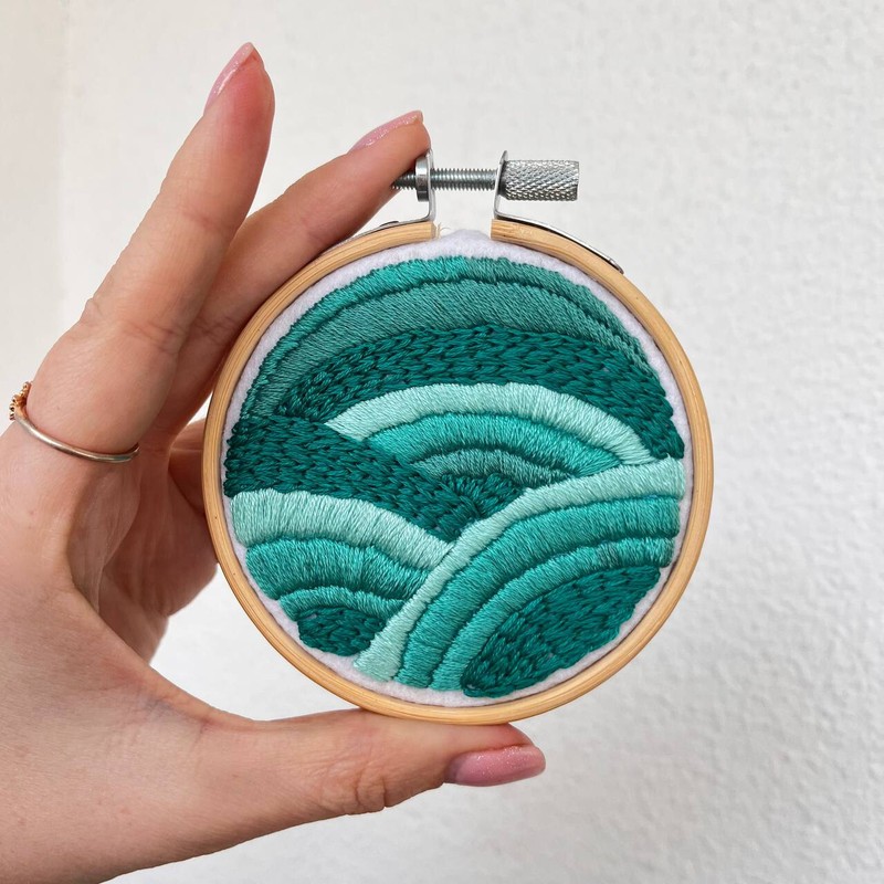 Abstract embroidery wall Decor , Finished Embroidery Hoop