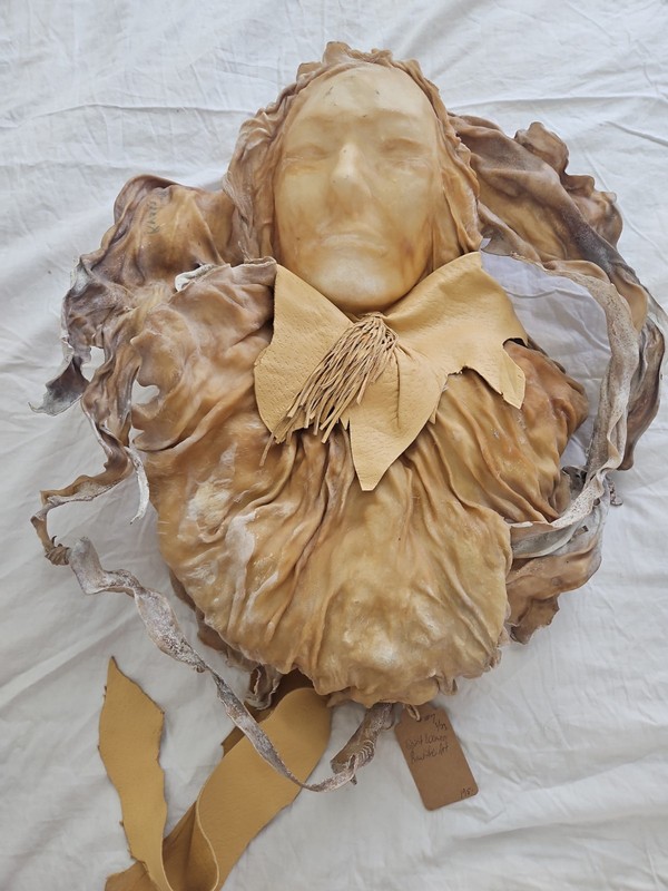 Leather Wall Art- Womens Face Native American Old 22x18in gallery