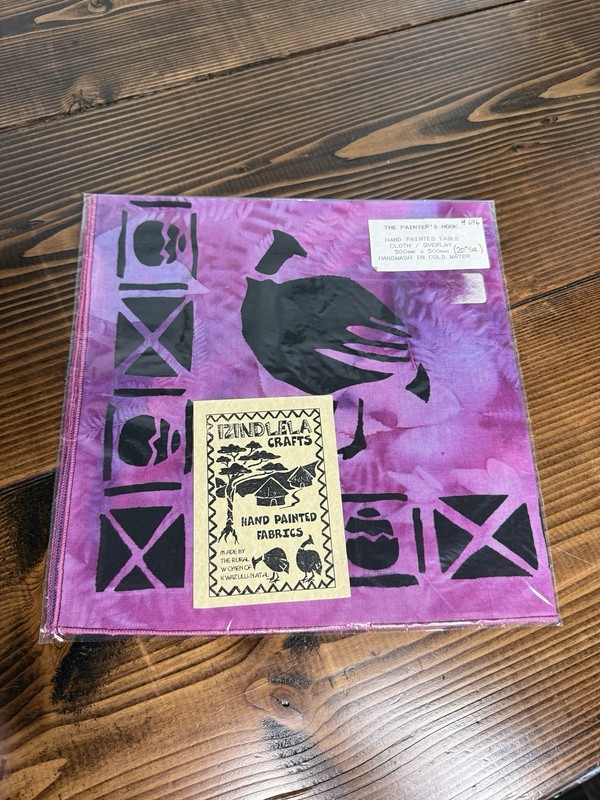 Vintage South African Hand Dyed & Painted Tie Dye Safari Tapestry Cloth 20×20”