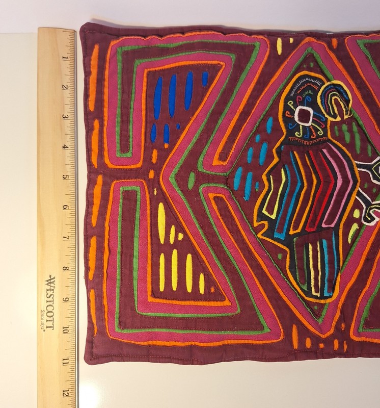 Vintage Mola Parrot Panama Fabric Textile Quilted Back 11"x15" gallery