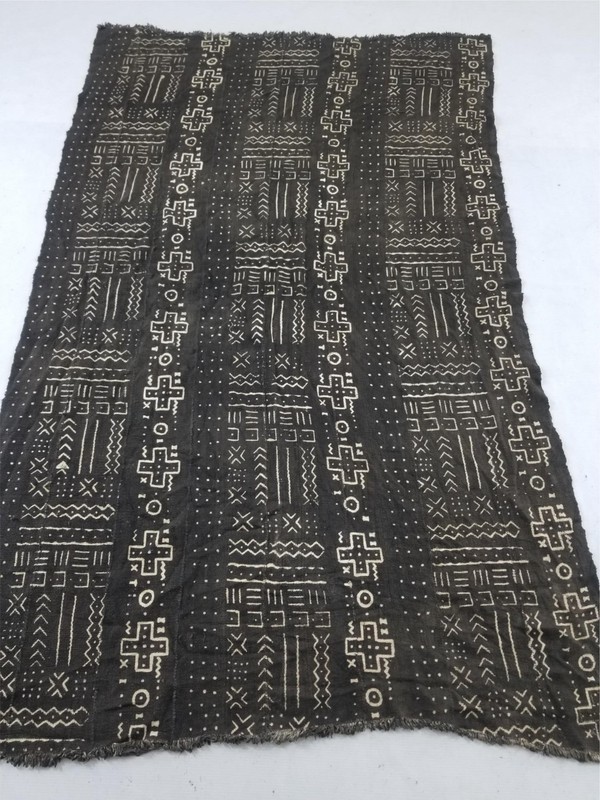 Vintage African Mali Black & White Handwoven Mudcloth Textile 165x108cm