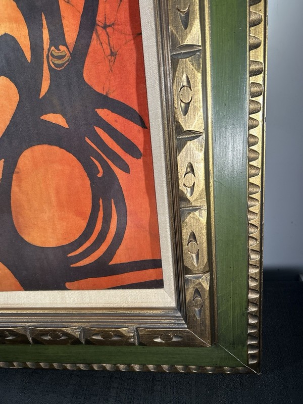 Vintage African Batik Textile Art Framed | Arusha Tanzania 32x28” gallery