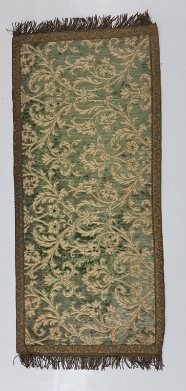 Antique French Silk Brocade Floral Panel with Metallic Lace 88x41cm