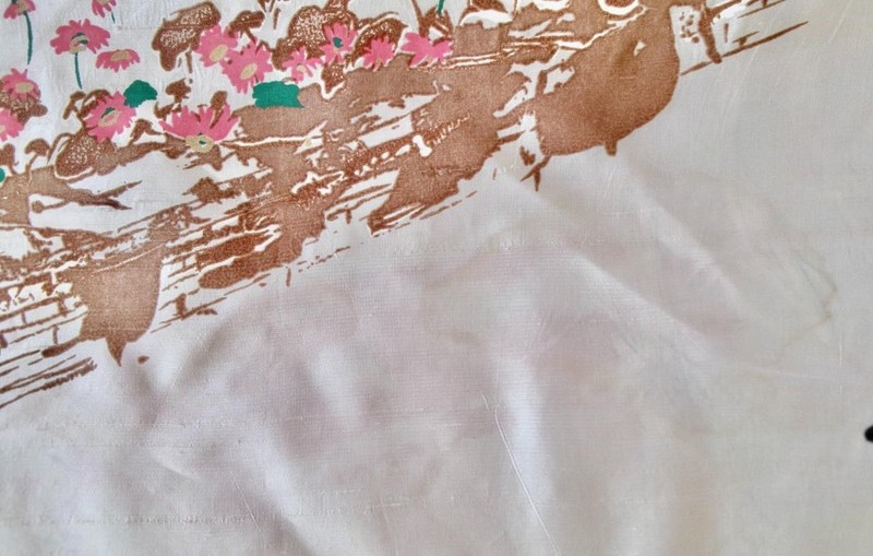 VTG "Leslie for KENJON Hand Print Silk Panel Japonisme Modern Textile Art 44x49" gallery