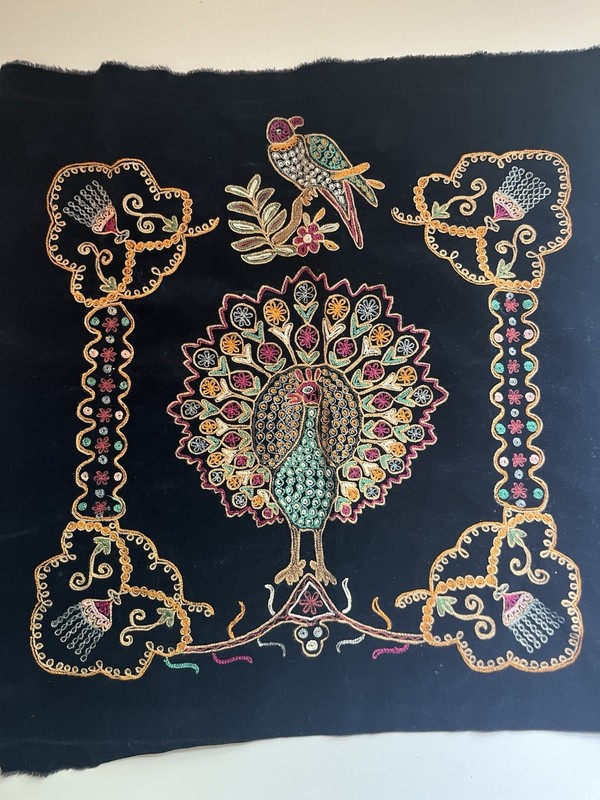 Embroidered Peacock, Most Likely From Egypt Brought Back World War II
