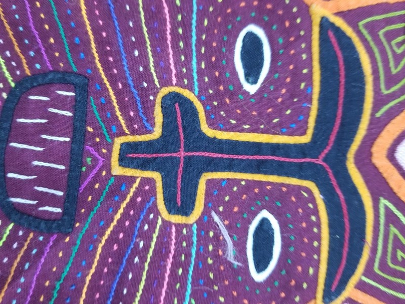 Vintage Traditional Kuna Mola Folk Art Applique Work Panel 34x29cm gallery