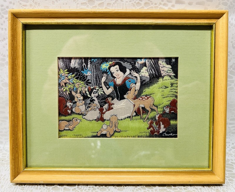 Cash’s of Coventry Rare Woven Silk Picture Snow White In The Forest Framed