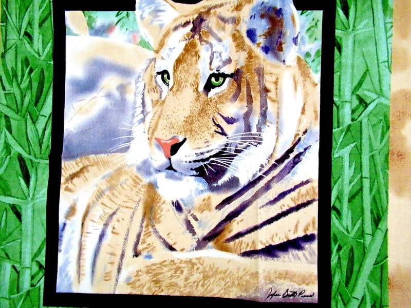 «WILD TIGER» ~ (FABRIC ART / QUILTING / WALL HANGING) ~ ** (21″ X 18″) **