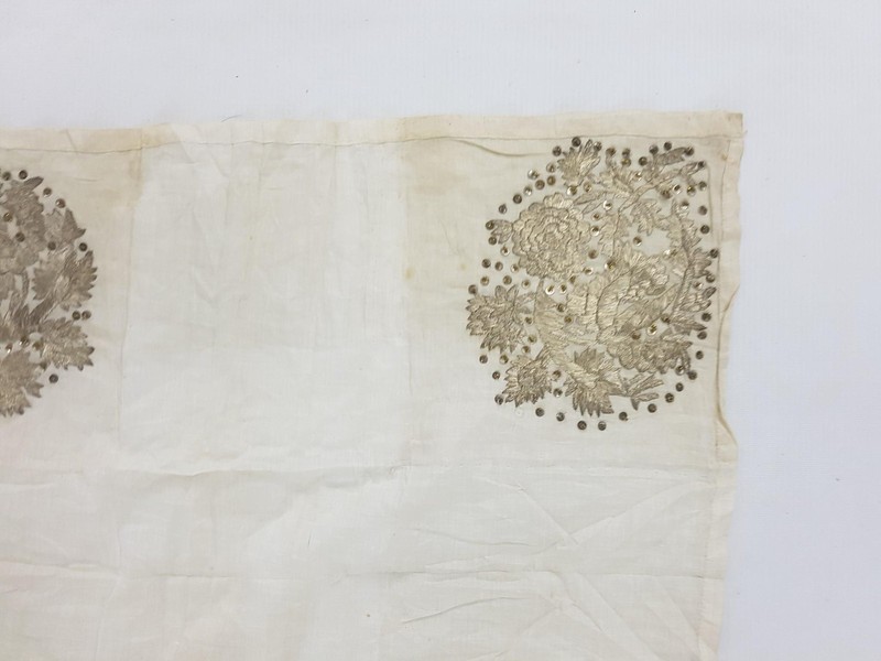 Antique Ottoman Metallic Embroidered Floral Panel 62x60cm gallery
