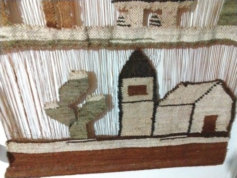 VINTAGE Peruvian Woven Loom Art Tapestry Wall Hanging Folk Art Llama 22" X 42" gallery