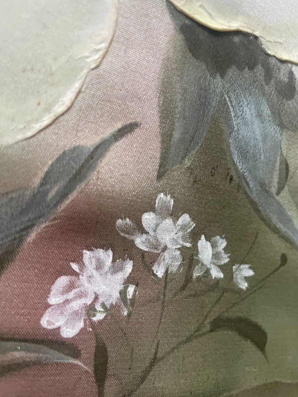 Large Textured Silk Floral Painting White Pink Peony Wall Art on Silk Canvas gallery
