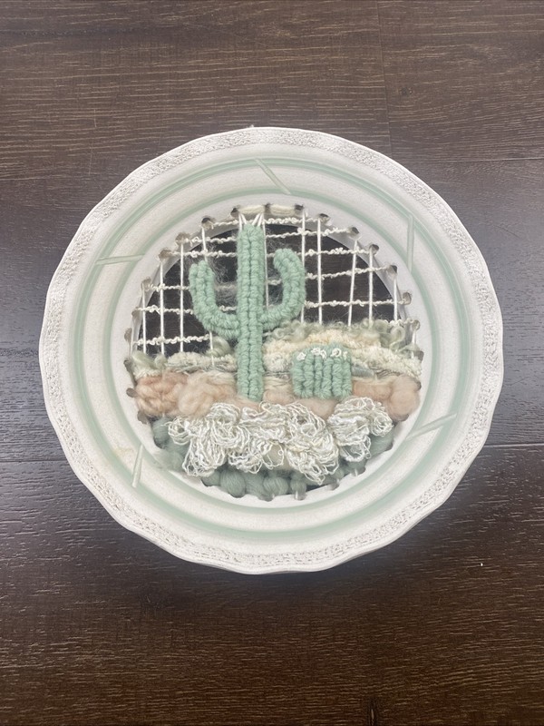 Vintage Boho Woven Cactus Desert Wall Hanging
