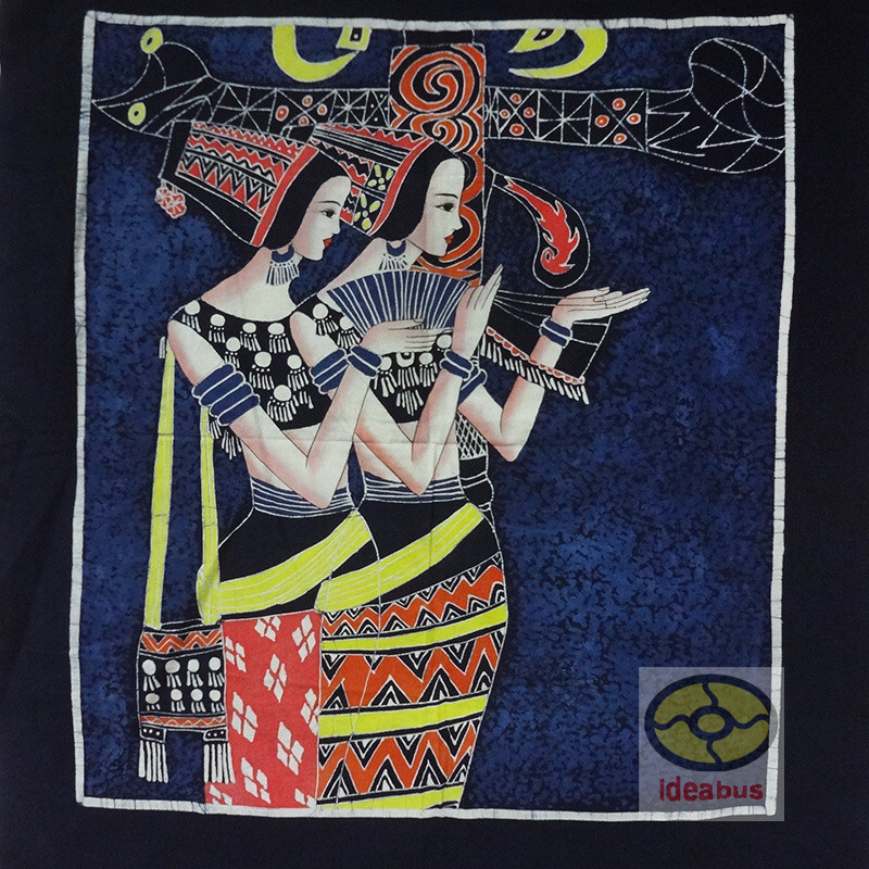 Art Wall Hanging Bright Color Batik Tapestry-China Jingpo Minority Ethnic Girls gallery