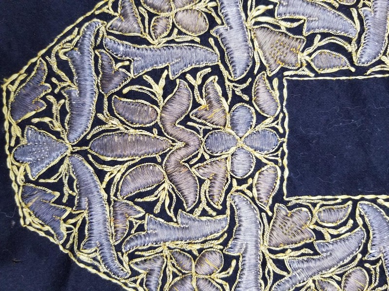 Antique Ottoman Silver Metallic Embroidered Panel 39x30cm gallery