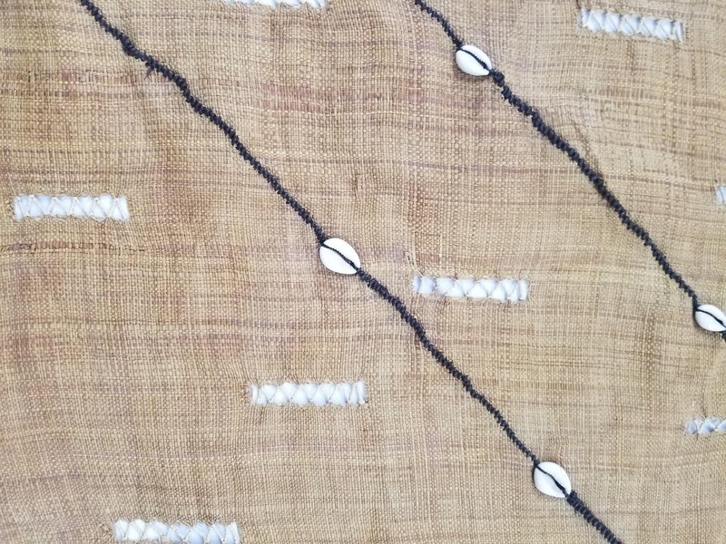 Vintage African Handwoven Kuba Cloth Raffia Textile Panel 165x46cm gallery